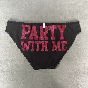 Victoria's Secret PINK 2011 Low Rise Bikini Panty Black Glitter Party With Me